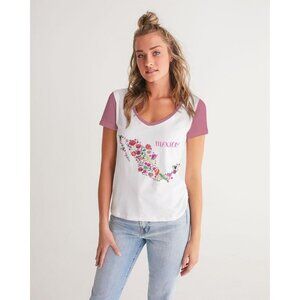 "Mexico" Embroidered Look Women's V-Neck Tee